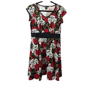 Banned Alternative Skull & Rose Dress Tattoo Gothic Rockabilly Punk Size L New